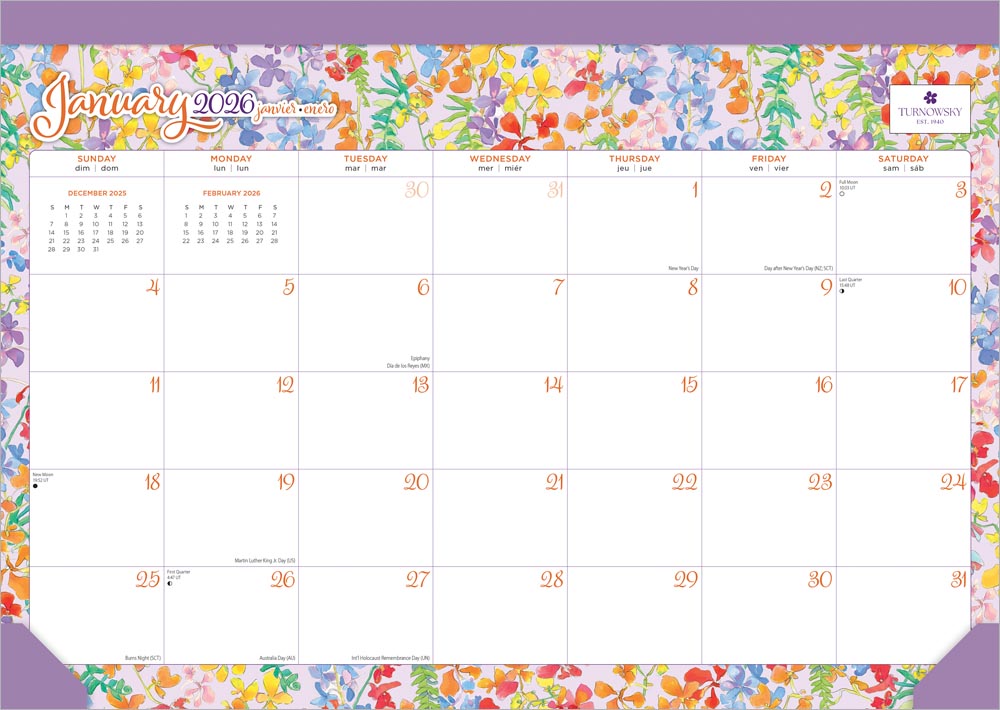 House of Turnowsky OFFICIAL | 2026 17 x 12 Inch Monthly Desk Pad Calendar