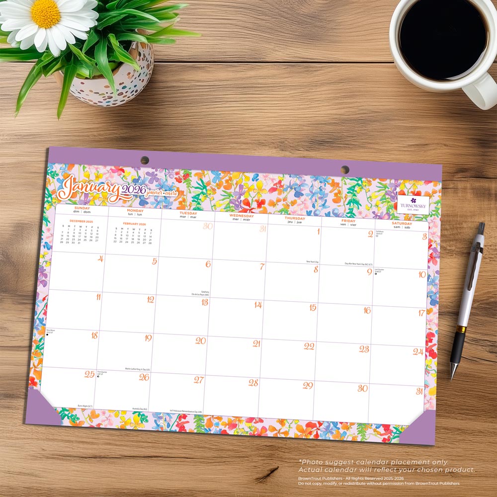 House of Turnowsky OFFICIAL | 2026 17 x 12 Inch Monthly Desk Pad Calendar