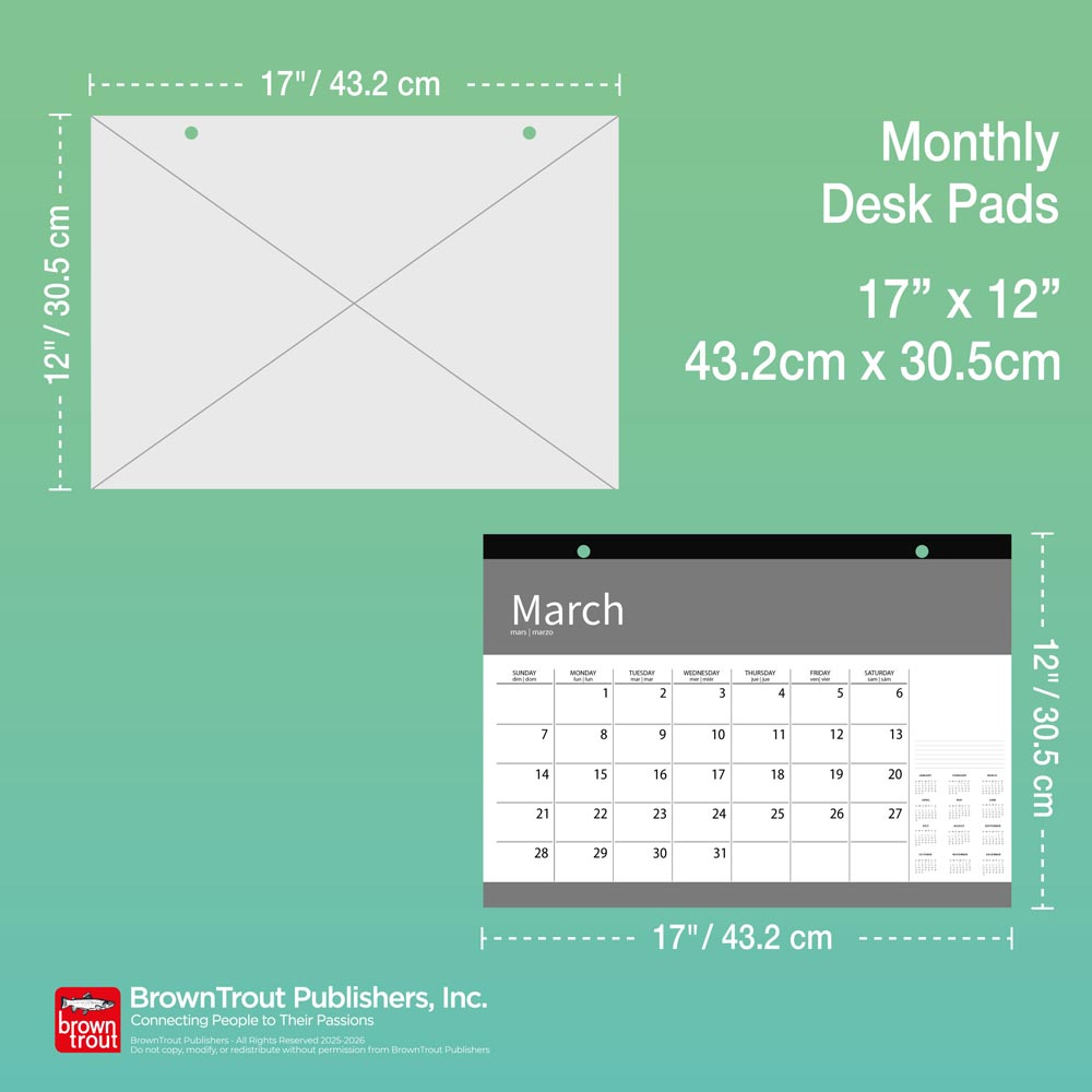 House of Turnowsky OFFICIAL | 2026 17 x 12 Inch Monthly Desk Pad Calendar