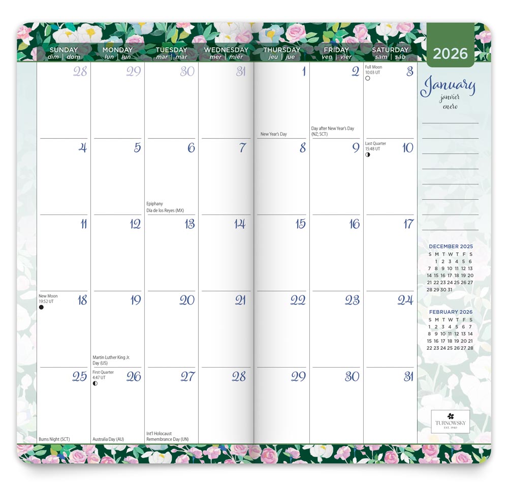 House of Turnowsky OFFICIAL | 2026-2027 3.5 x 6.5 Inch Two Year Monthly Pocket Planner Calendar | Foil Stamped Cover