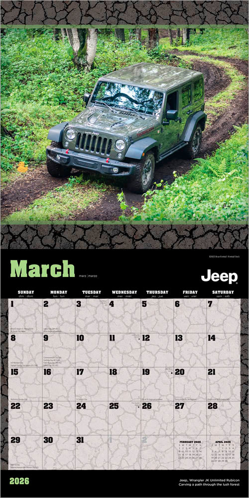 Jeep OFFICIAL | 2026 12 x 24 Inch (Hanging) Monthly Square Wall Calendar