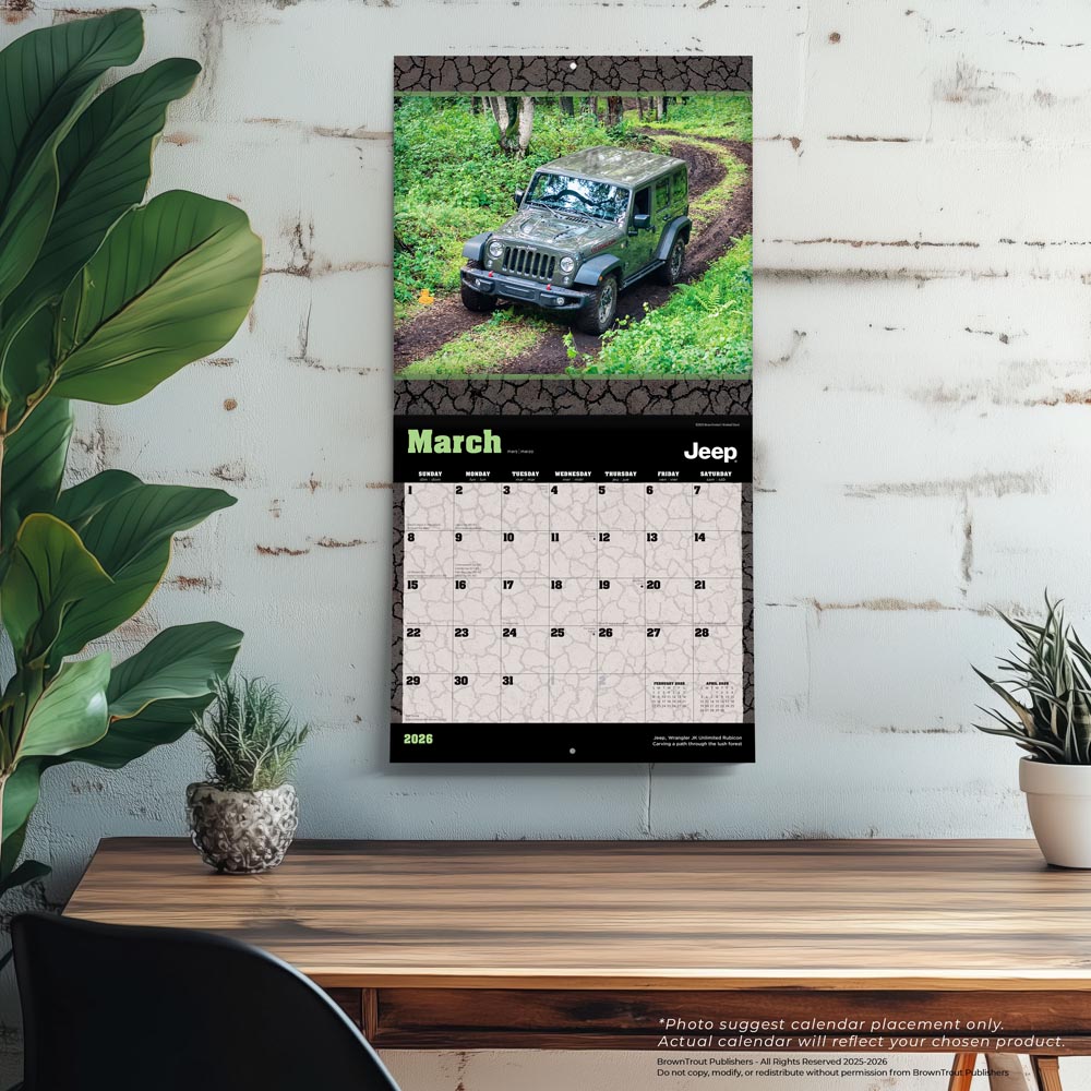 Jeep OFFICIAL | 2026 12 x 24 Inch (Hanging) Monthly Square Wall Calendar