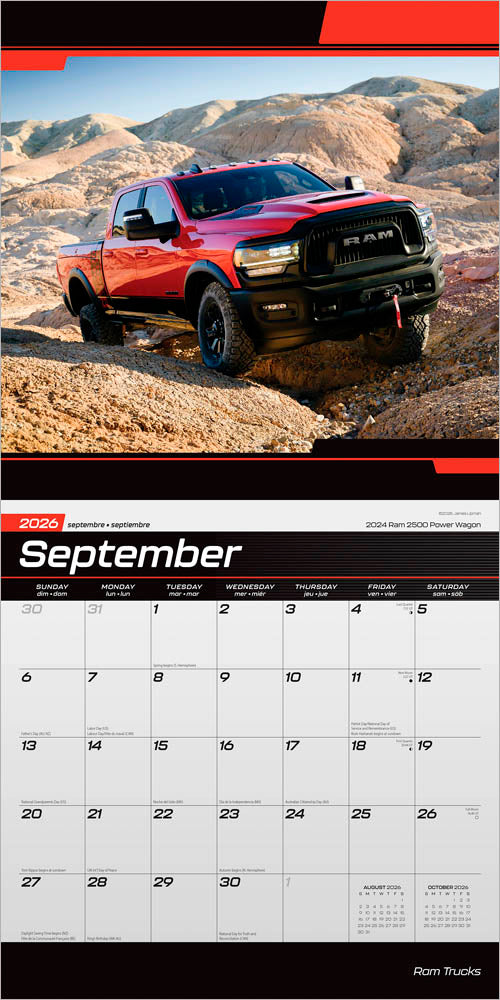 Ram Trucks OFFICIAL | 2026 12 x 24 Inch (Hanging) Monthly Square Wall Calendar | Foil Stamped Cover