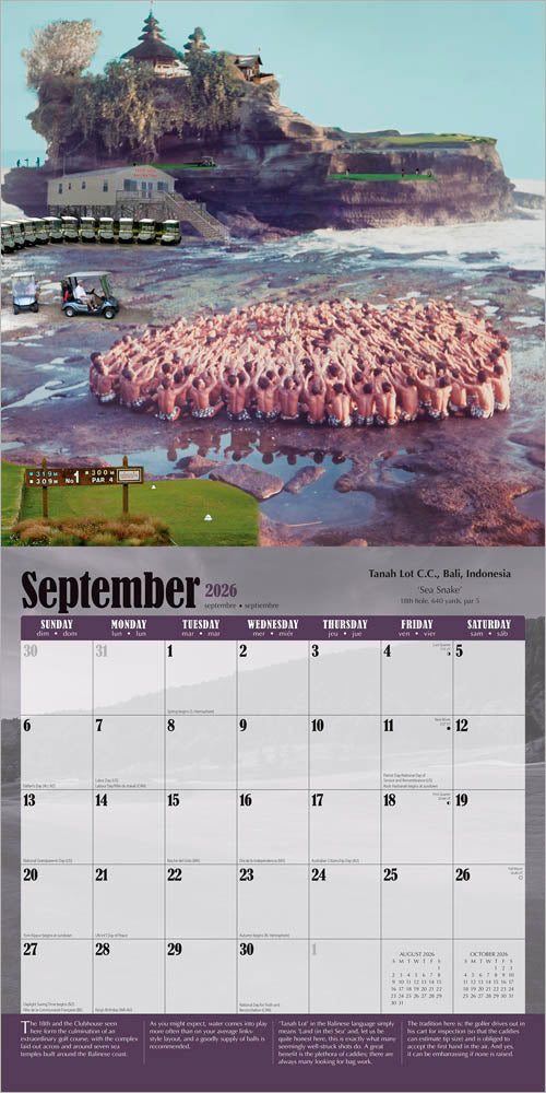 World's Toughest Golf Holes OFFICIAL | 2026 12 x 24 Inch (Hanging) Monthly Square Wall Calendar
