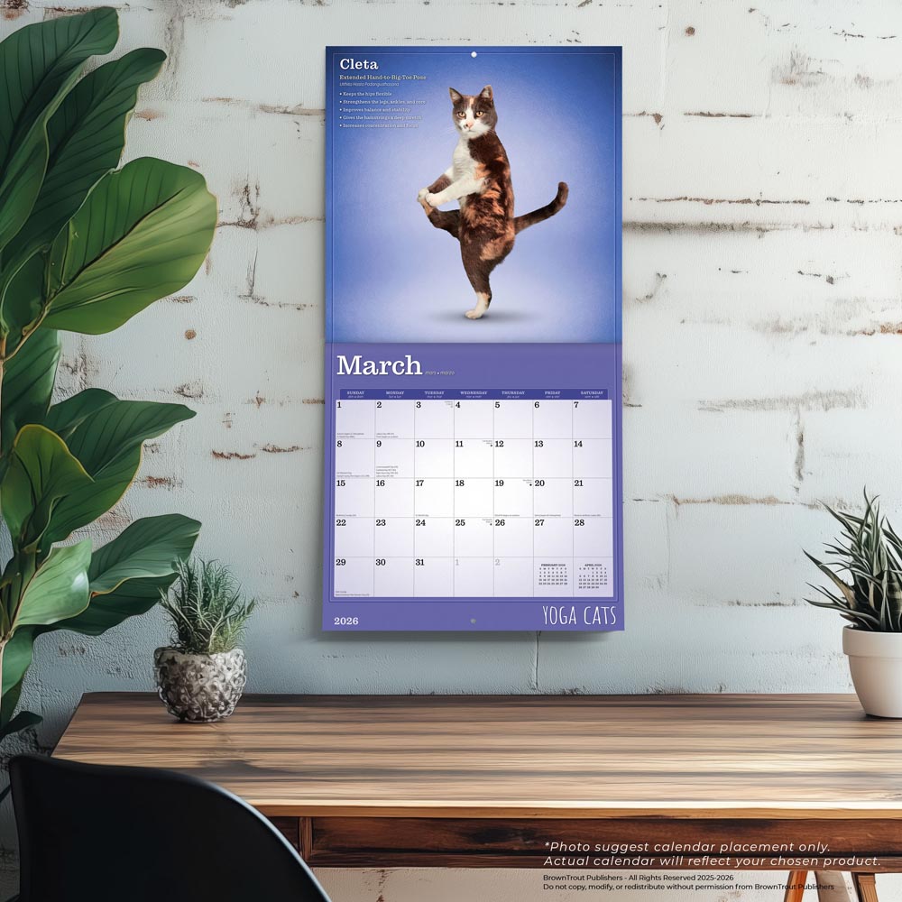 Yoga Cats OFFICIAL | 2026 12 x 24 Inch (Hanging) Monthly Square Wall Calendar
