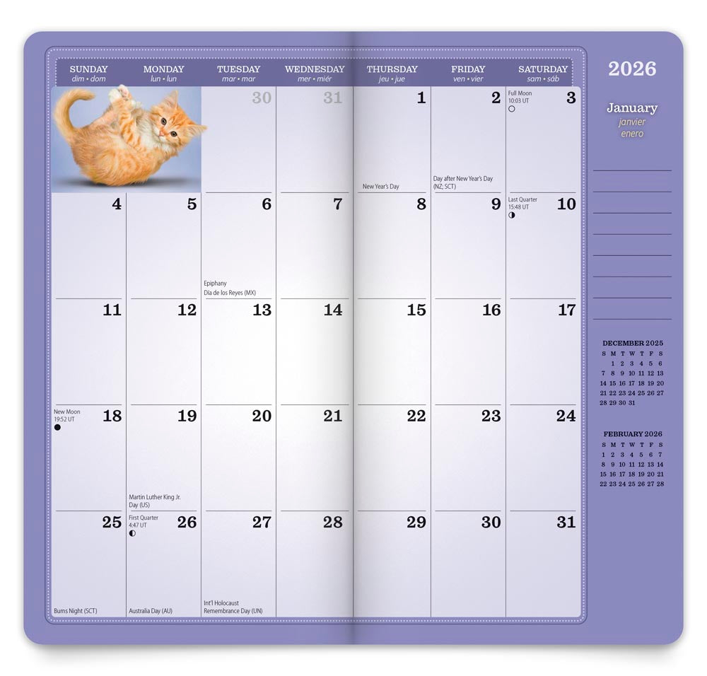 Yoga Kittens OFFICIAL | 2026-2027 3.5 x 6.5 Inch Two Year Monthly Pocket Planner Calendar
