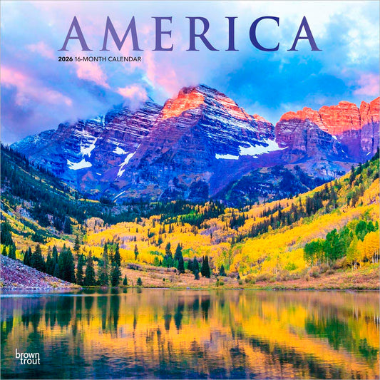 America | 2026 12 x 24 Inch (Hanging) Monthly Square Wall Calendar | Foil Stamped Cover