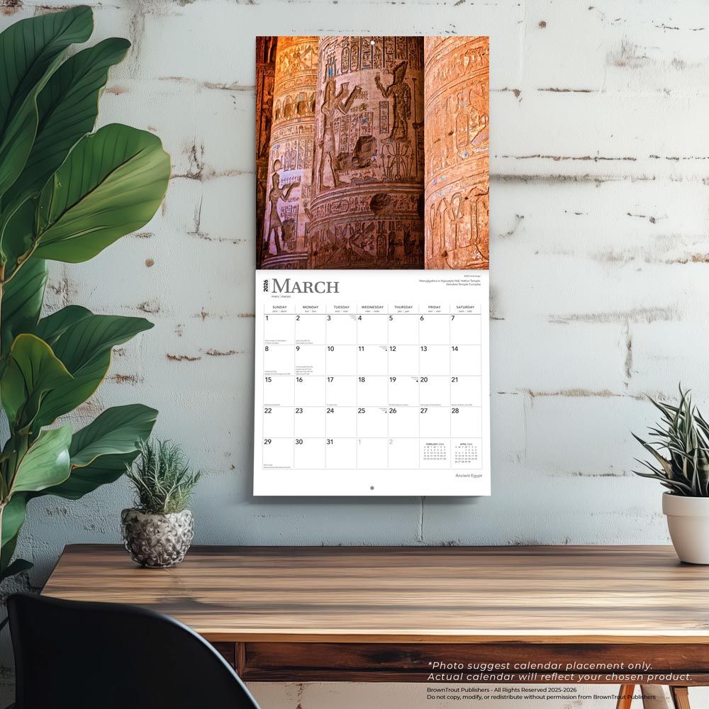 Ancient Egypt | 2026 12 x 24 Inch (Hanging) Monthly Square Wall Calendar
