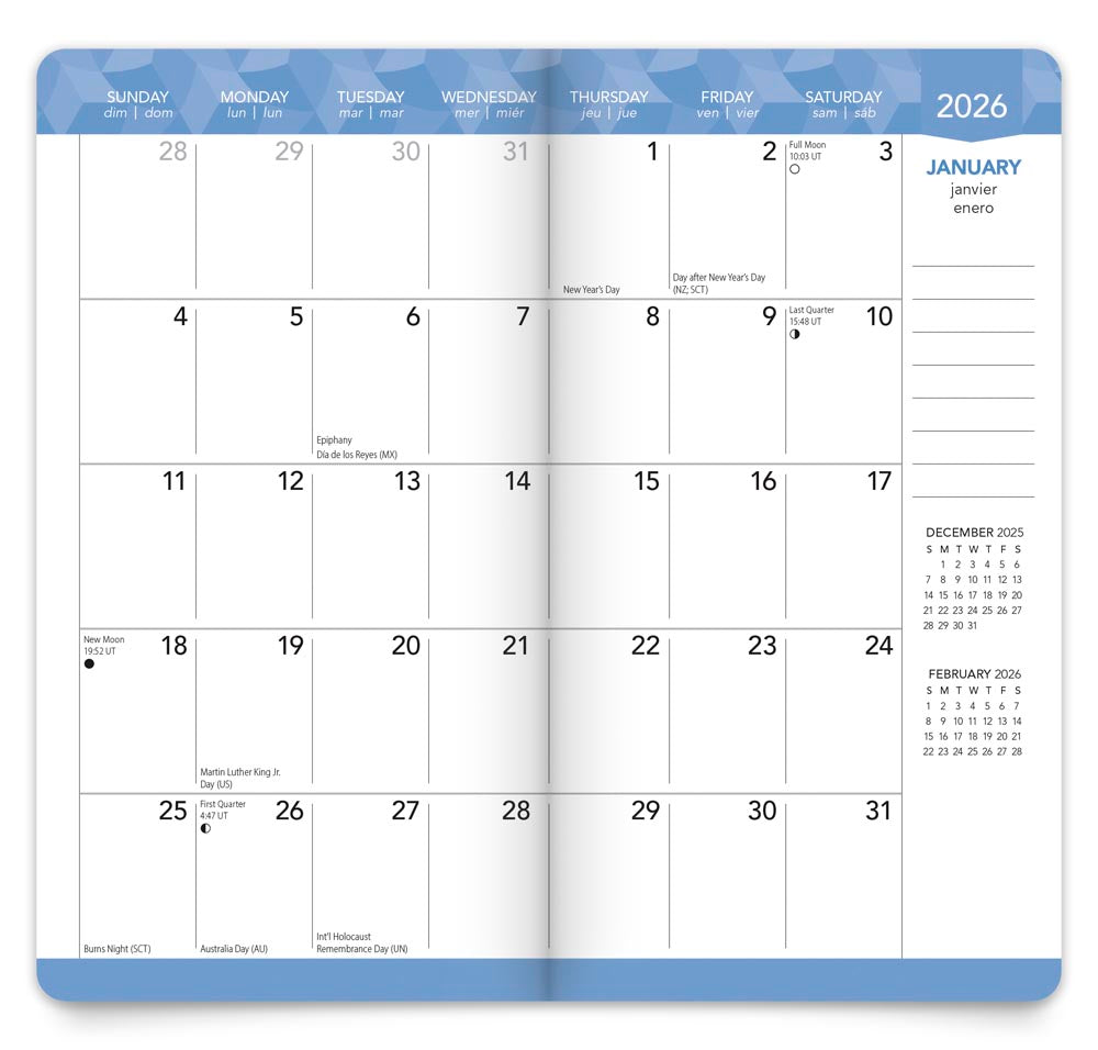 Ariel Collection | 2026-2027 3.5 x 6.5 Inch Two Year Monthly Pocket Planner Calendar