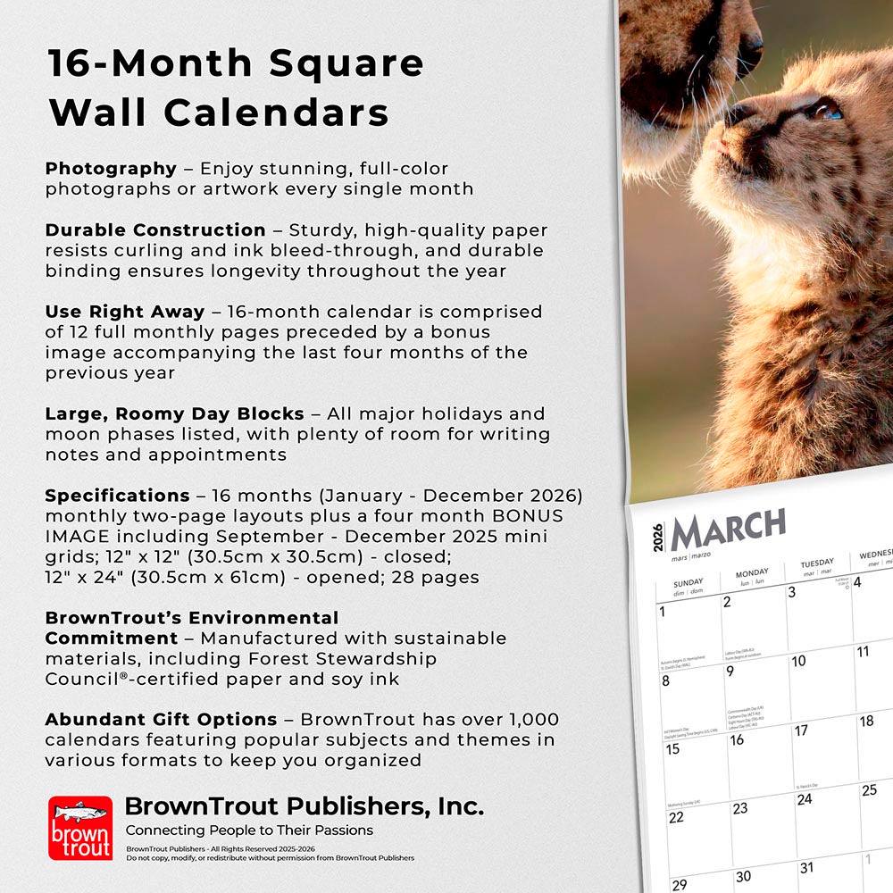 Baby Animals | 2026 12 x 24 Inch (Hanging) Monthly Square Wall Calendar