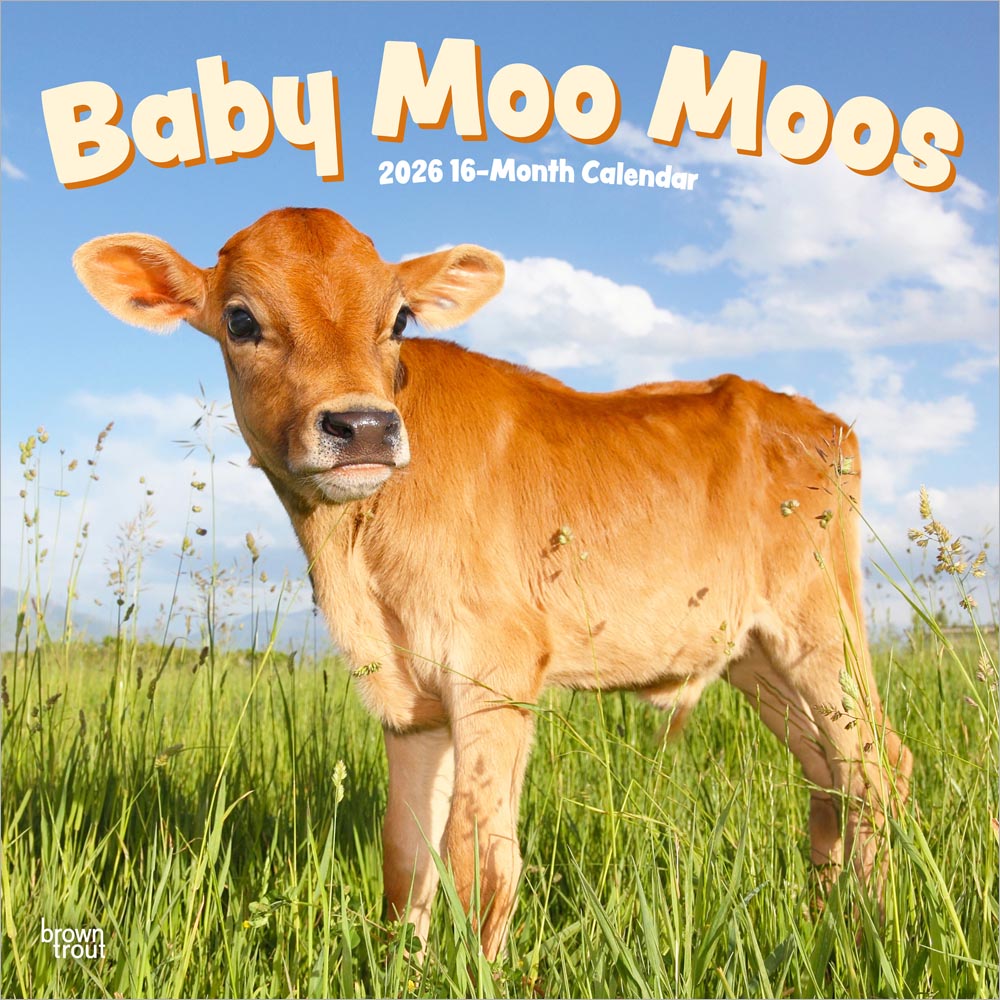 Baby Moo Moos | 2026 12 x 24 Inch (Hanging) Monthly Square Wall Calendar