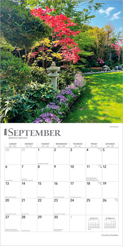 Country Gardens | 2026 12 x 24 Inch (Hanging) Monthly Square Wall Calendar