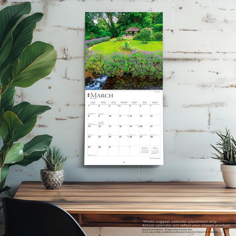 Country Gardens | 2026 12 x 24 Inch (Hanging) Monthly Square Wall Calendar