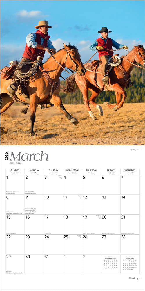 Cowboys | 2026 12 x 24 Inch (Hanging) Monthly Square Wall Calendar