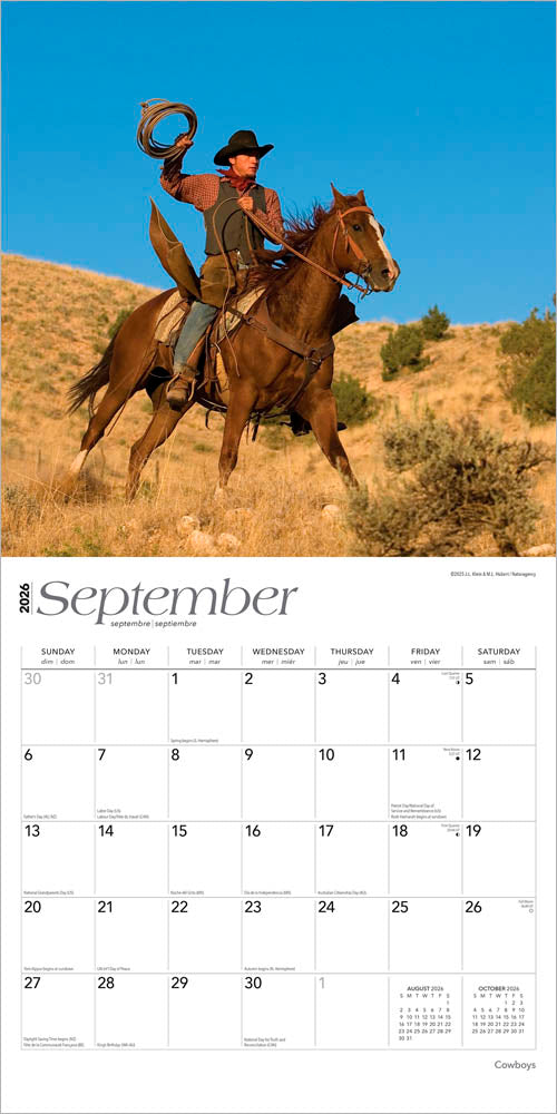 Cowboys | 2026 12 x 24 Inch (Hanging) Monthly Square Wall Calendar