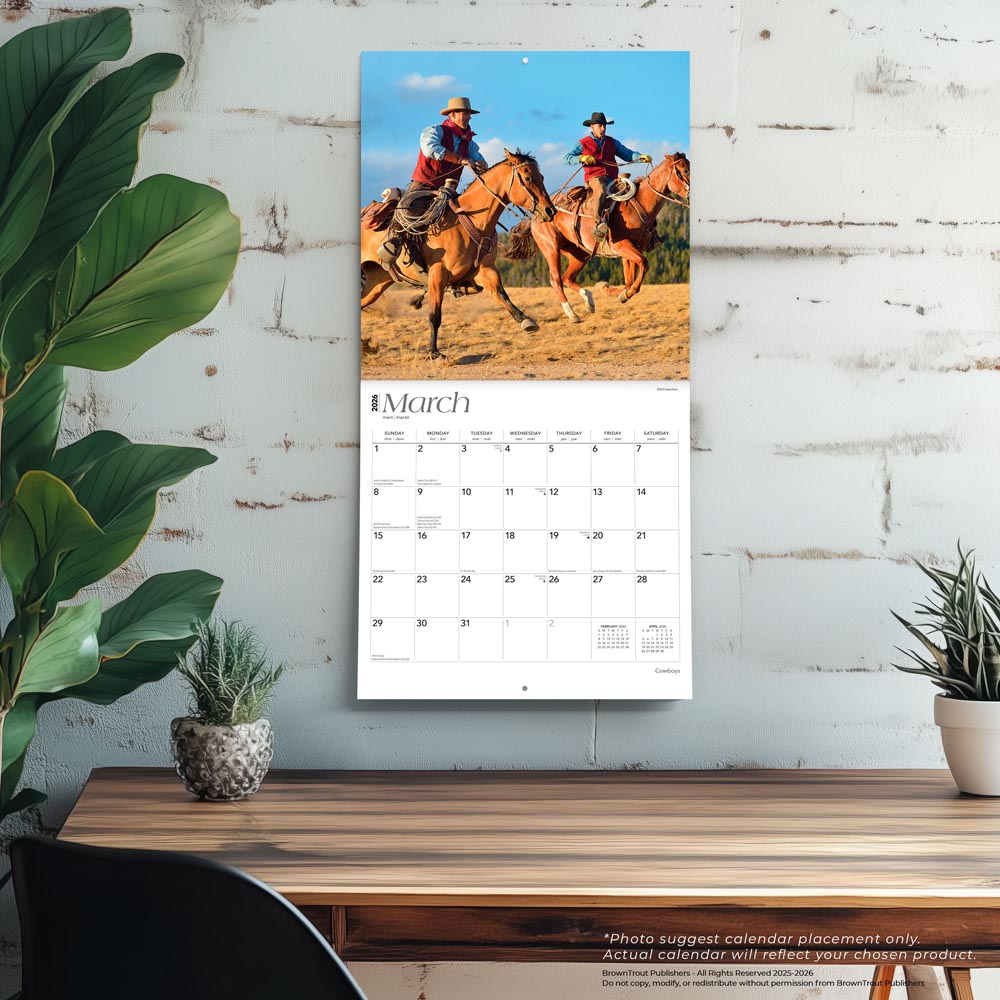Cowboys | 2026 12 x 24 Inch (Hanging) Monthly Square Wall Calendar