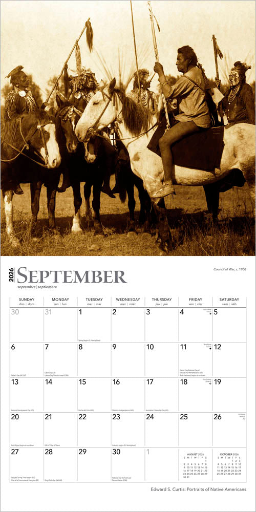Edward S. Curtis Portraits of Native Americans | 2026 12 x 24 Inch (Hanging) Monthly Square Wall Calendar