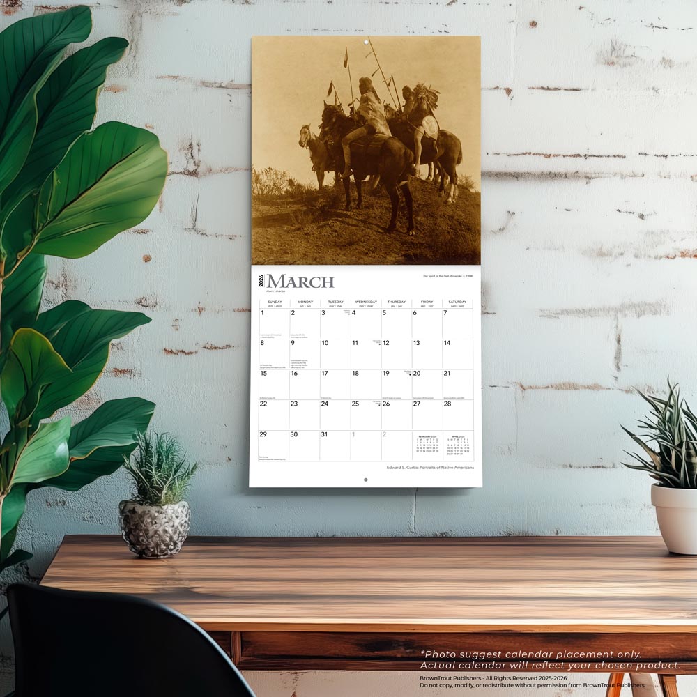 Edward S. Curtis Portraits of Native Americans | 2026 12 x 24 Inch (Hanging) Monthly Square Wall Calendar