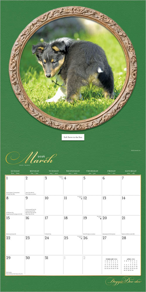 Doggie Doo Doo | 2026 12 x 24 Inch (Hanging) Monthly Square Wall Calendar