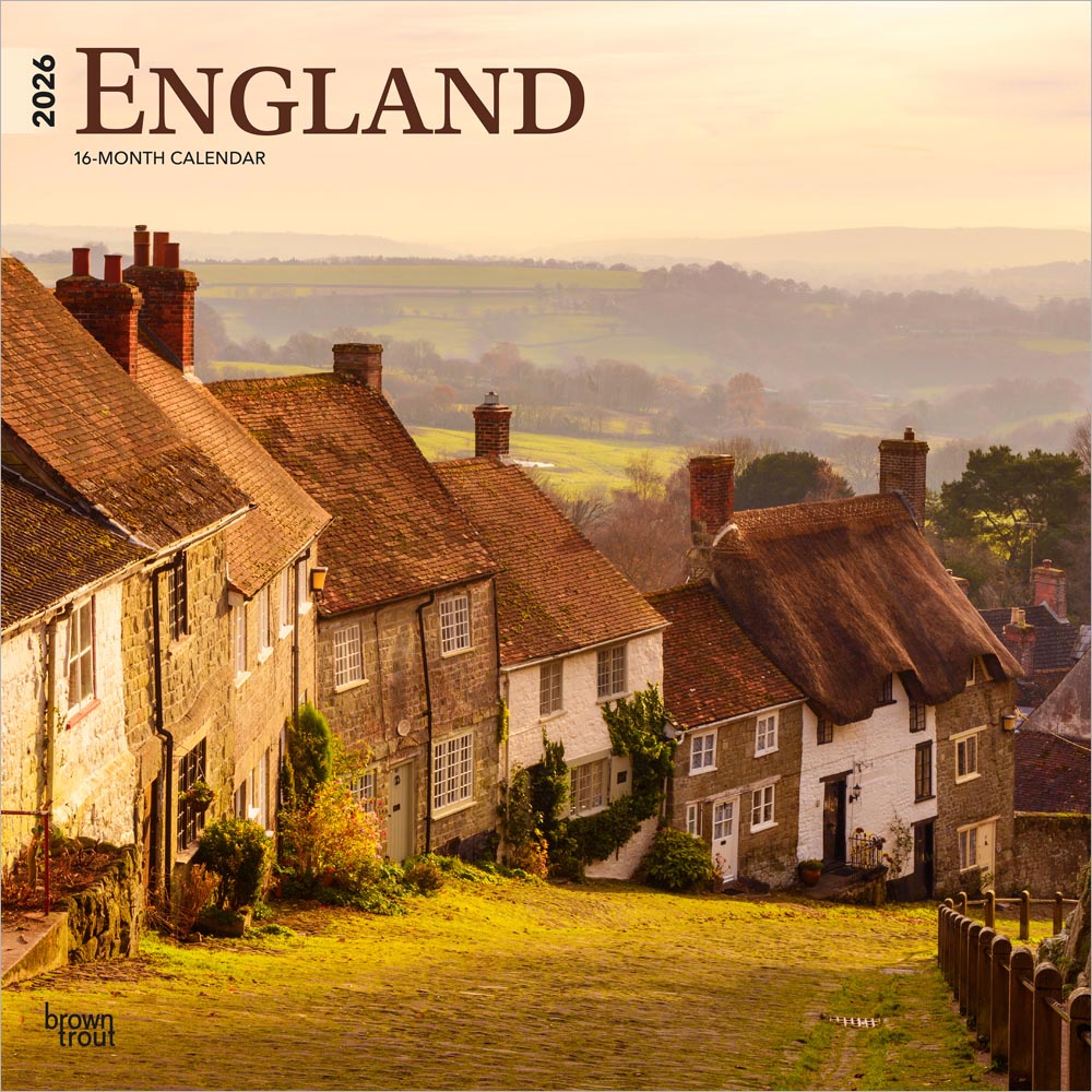 England | 2026 12 x 24 Inch (Hanging) Monthly Square Wall Calendar