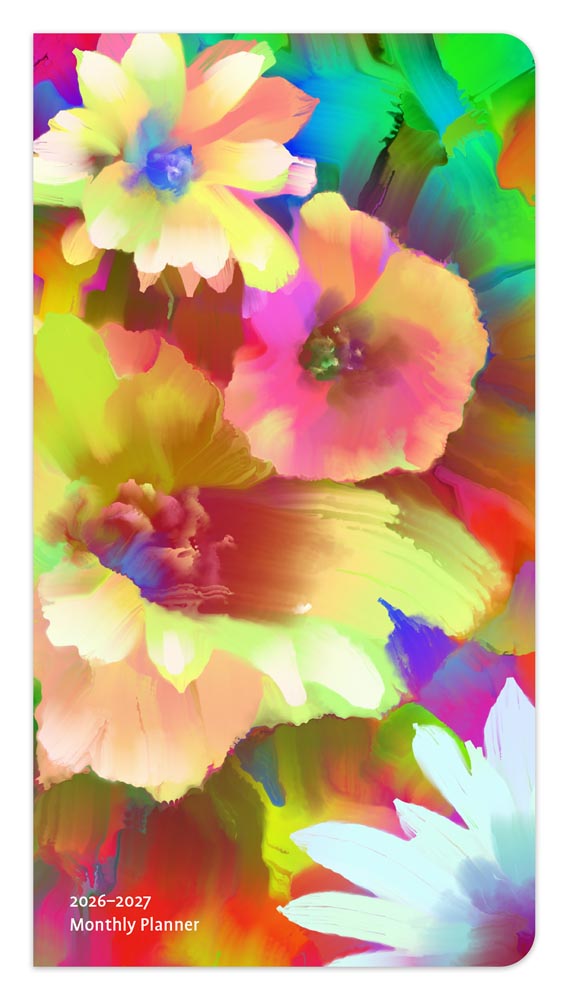 Floral Fireworks | 2026-2027 3.5 x 6.5 Inch Two Year Monthly Pocket Planner Calendar