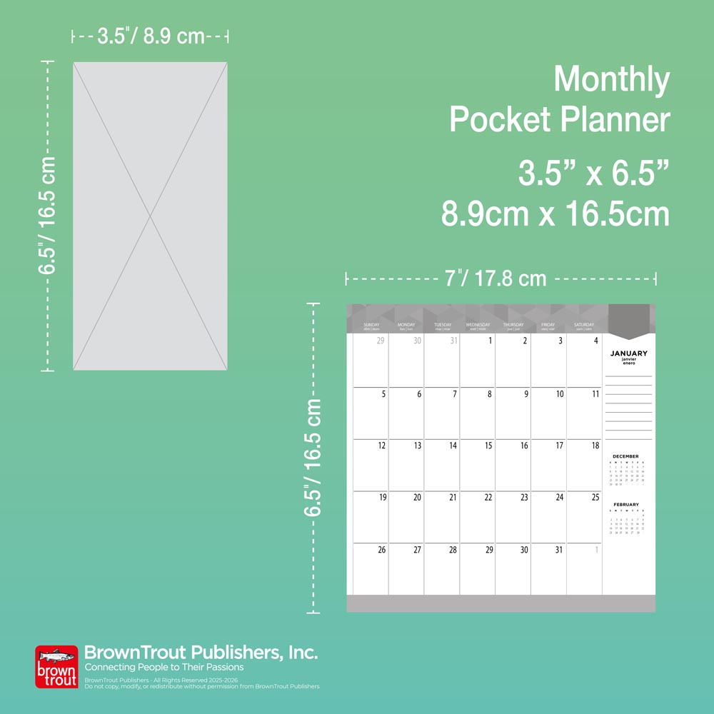 Floral Fireworks | 2026-2027 3.5 x 6.5 Inch Two Year Monthly Pocket Planner Calendar