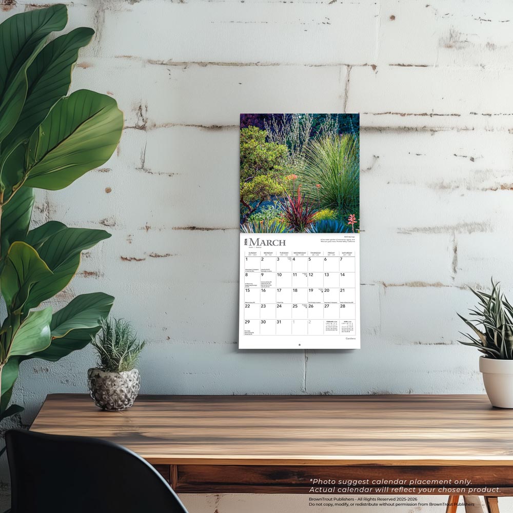 Gardens | 2026 7 x 14 Inch (Hanging) Monthly Mini Wall Calendar