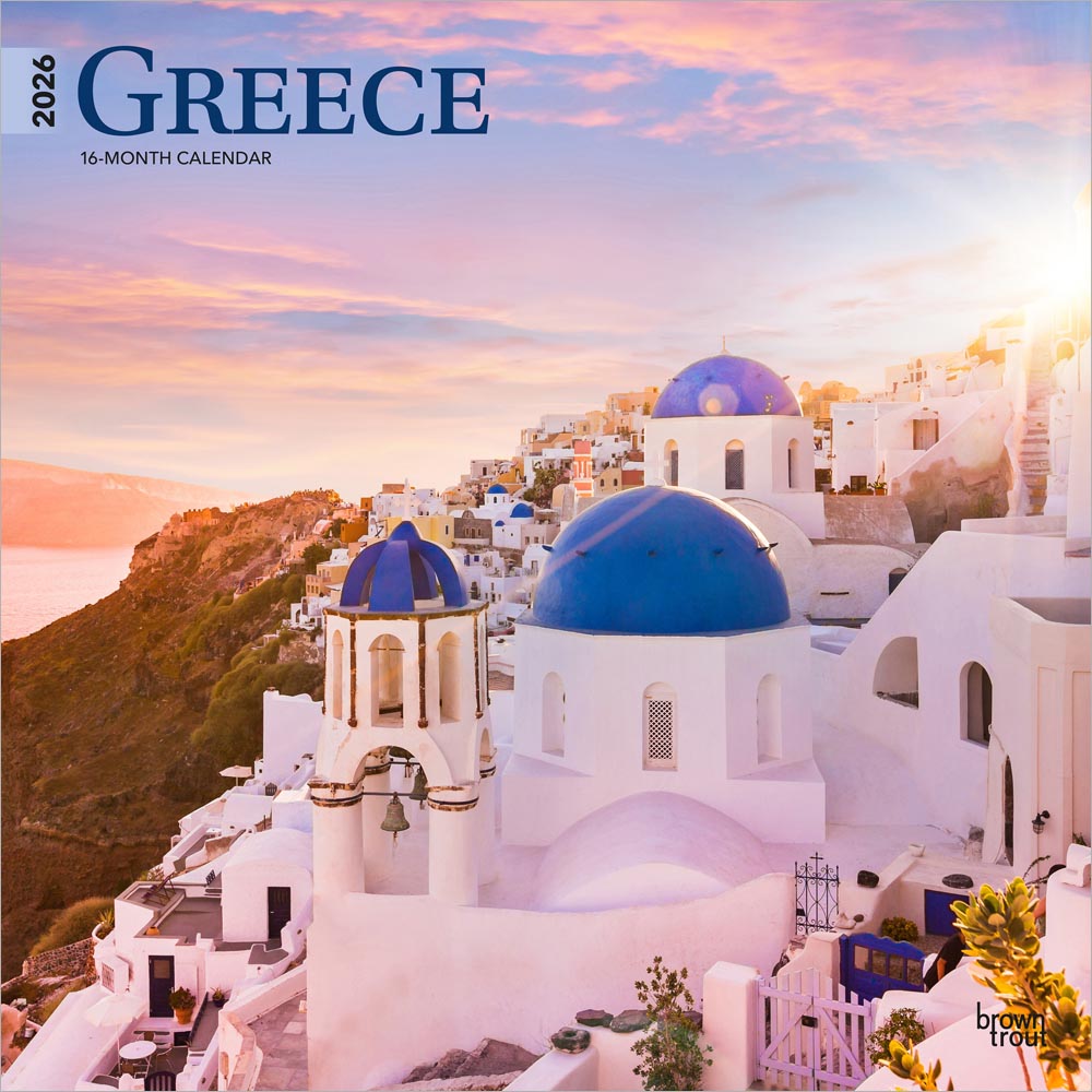 Greece | 2026 12 x 24 Inch (Hanging) Monthly Square Wall Calendar