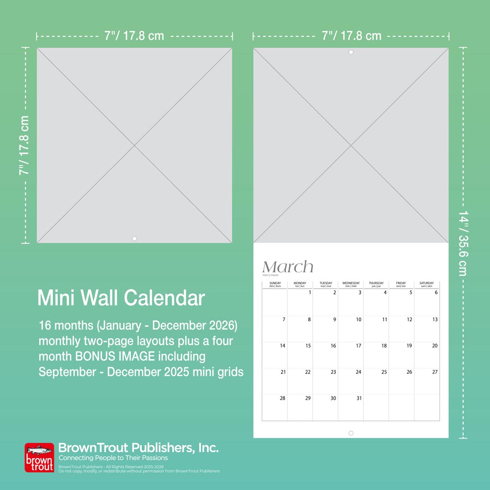 Honey Bunny | 2026 7 x 14 Inch (Hanging) Monthly Mini Wall Calendar