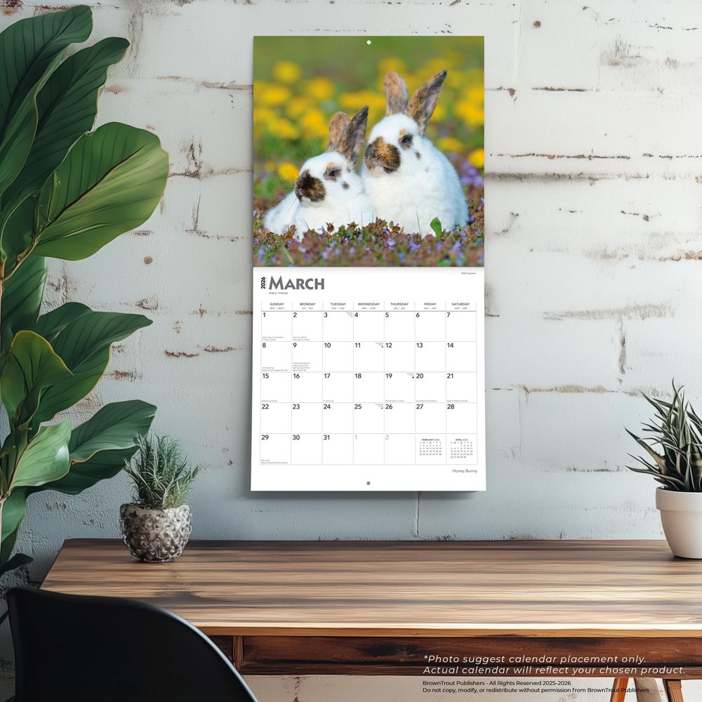 Honey Bunny | 2026 12 x 24 Inch (Hanging) Monthly Square Wall Calendar
