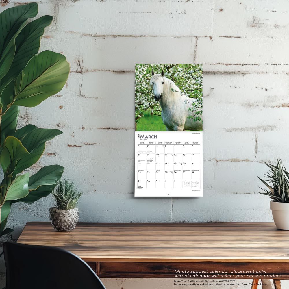 Horse Lovers | 2026 7 x 14 Inch (Hanging) Monthly Mini Wall Calendar