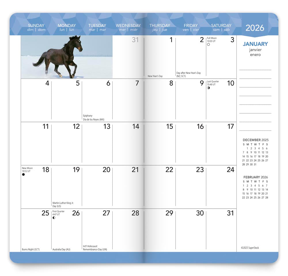 Horse Lovers | 2026-2027 3.5 x 6.5 Inch Two Year Monthly Pocket Planner Calendar