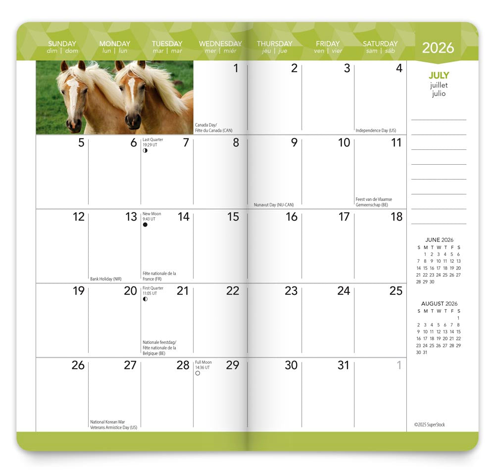Horse Lovers | 2026-2027 3.5 x 6.5 Inch Two Year Monthly Pocket Planner Calendar