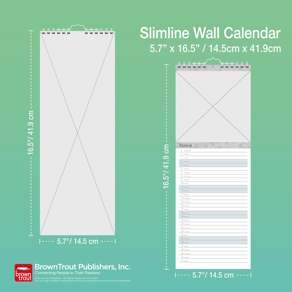 Horse Lovers | 2026  5.7 x 16.5 Inch (Hanging) Monthly Slimline Wall Calendar