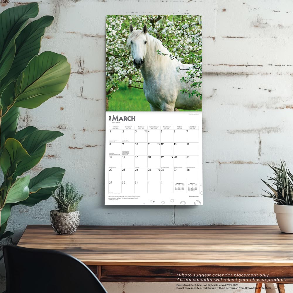 Horse Lovers | 2026 12 x 24 Inch (Hanging) Monthly Square Wall Calendar
