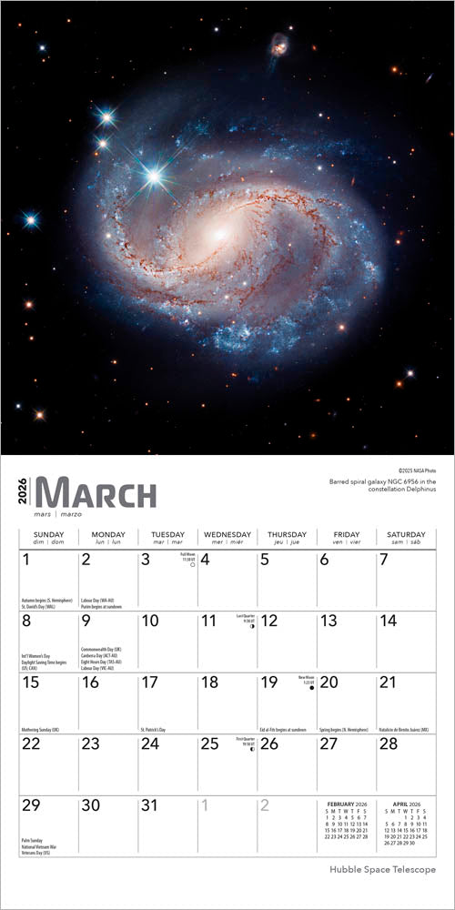 Hubble Space Telescope | 2026 7 x 14 Inch (Hanging) Monthly Mini Wall Calendar