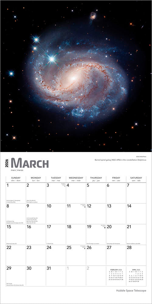 Hubble Space Telescope | 2026 12 x 24 Inch (Hanging) Monthly Square Wall Calendar | Foil Stamped Cover