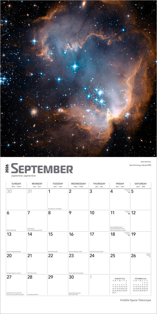 Hubble Space Telescope | 2026 12 x 24 Inch (Hanging) Monthly Square Wall Calendar | Foil Stamped Cover