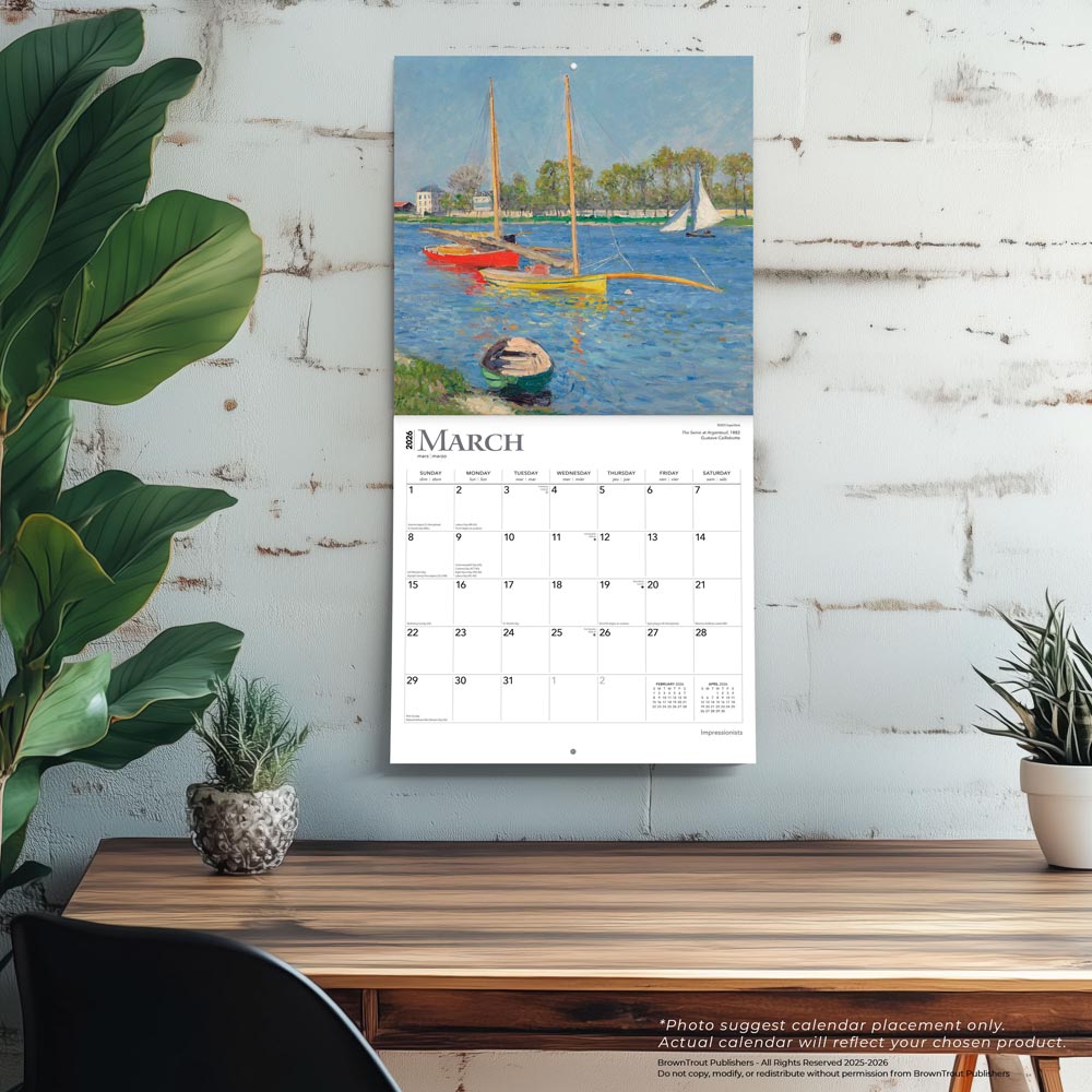 Impressionists | 2026 12 x 24 Inch (Hanging) Monthly Square Wall Calendar