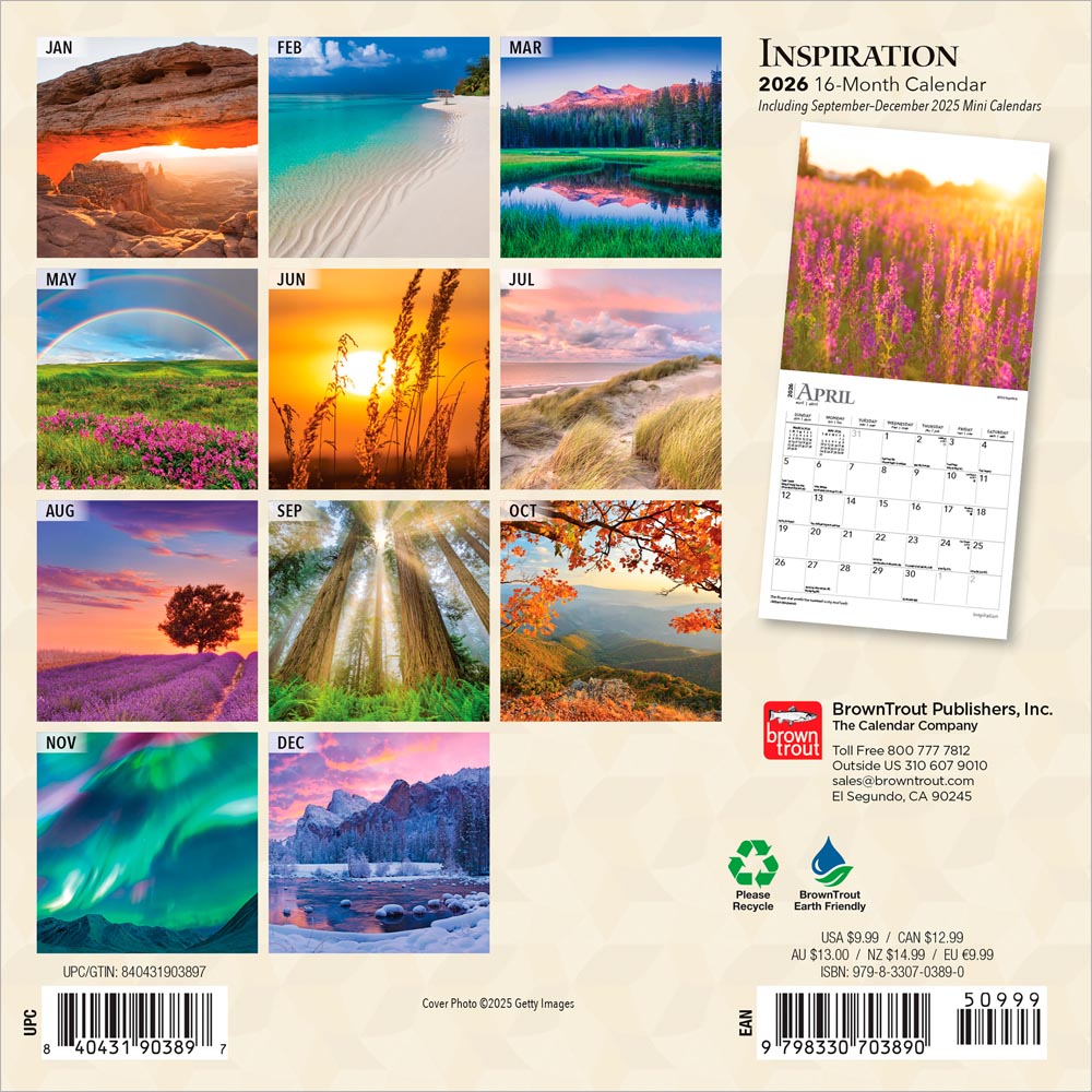 Inspiration | 2026 7 x 14 Inch (Hanging) Monthly Mini Wall Calendar