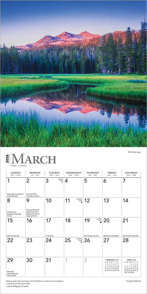 Inspiration | 2026 7 x 14 Inch (Hanging) Monthly Mini Wall Calendar