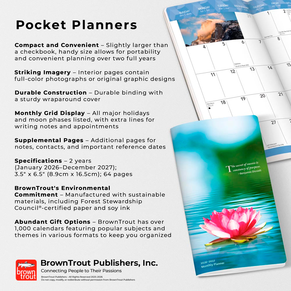 Inspiration | 2026-2027 3.5 x 6.5 Inch Two Year Monthly Pocket Planner Calendar