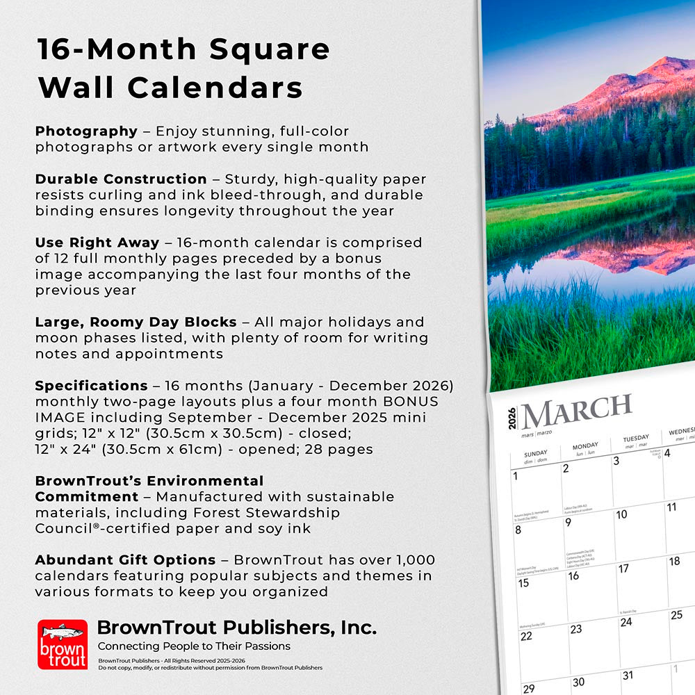 Inspiration | 2026 12 x 24 Inch (Hanging) Monthly Square Wall Calendar | Foil Stamped Cover