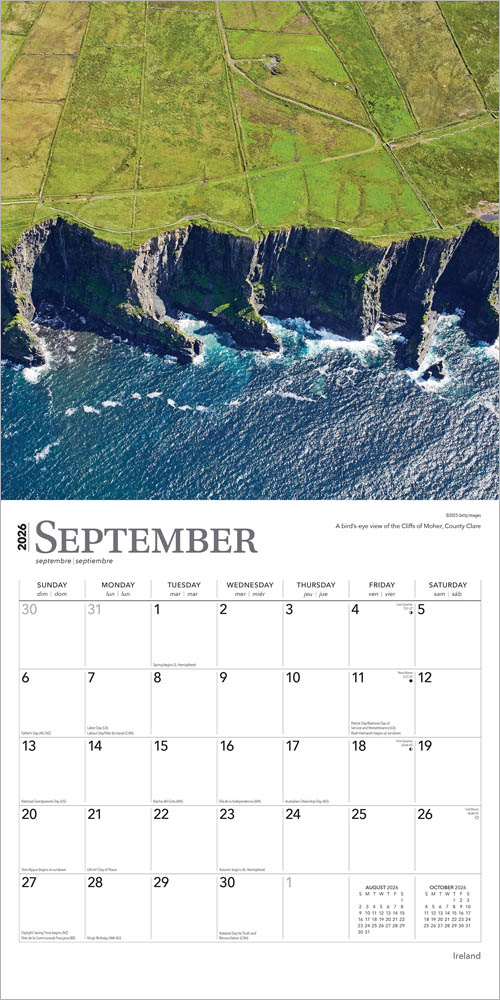 Ireland | 2026 12 x 24 Inch (Hanging) Monthly Square Wall Calendar