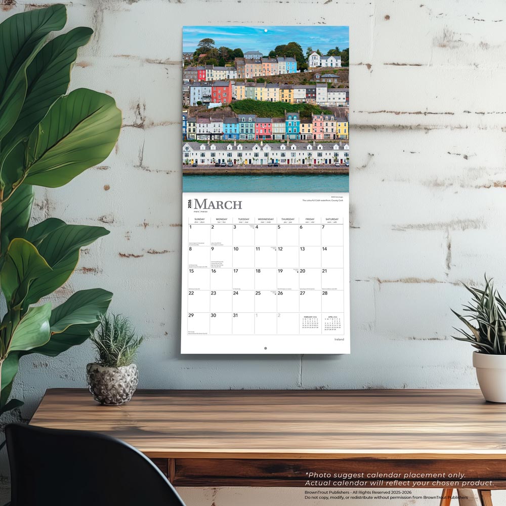 Ireland | 2026 12 x 24 Inch (Hanging) Monthly Square Wall Calendar