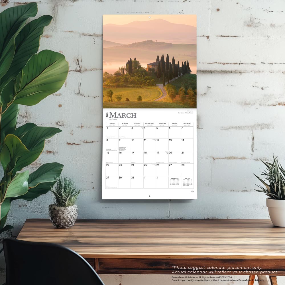 Italy | 2026 12 x 24 Inch (Hanging) Monthly Square Wall Calendar
