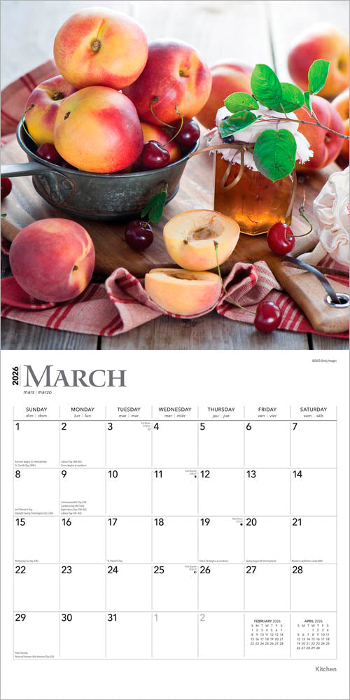 Kitchen | 2026 12 x 24 Inch (Hanging) Monthly Square Wall Calendar