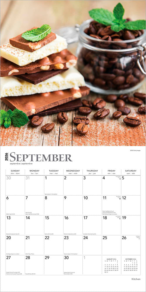 Kitchen | 2026 12 x 24 Inch (Hanging) Monthly Square Wall Calendar