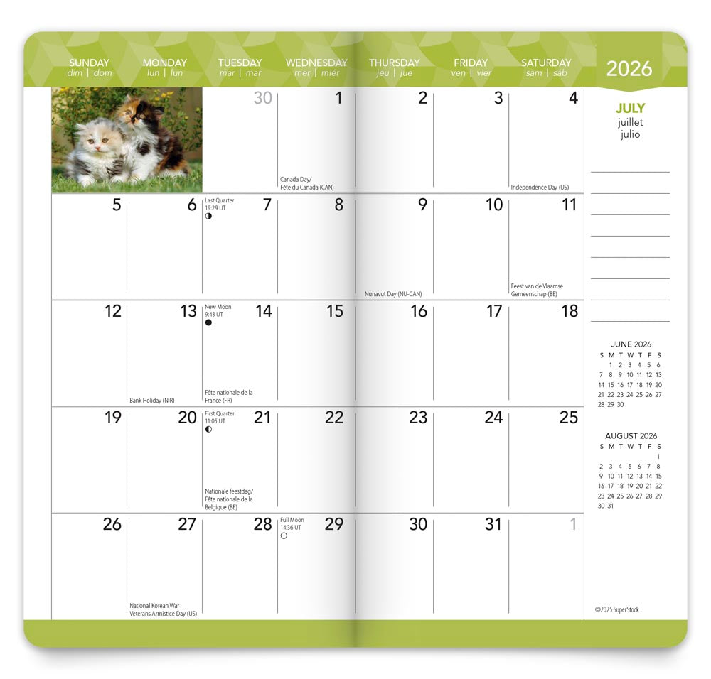 Kitten Cuddles | 2026-2027 3.5 x 6.5 Inch Two Year Monthly Pocket Planner Calendar