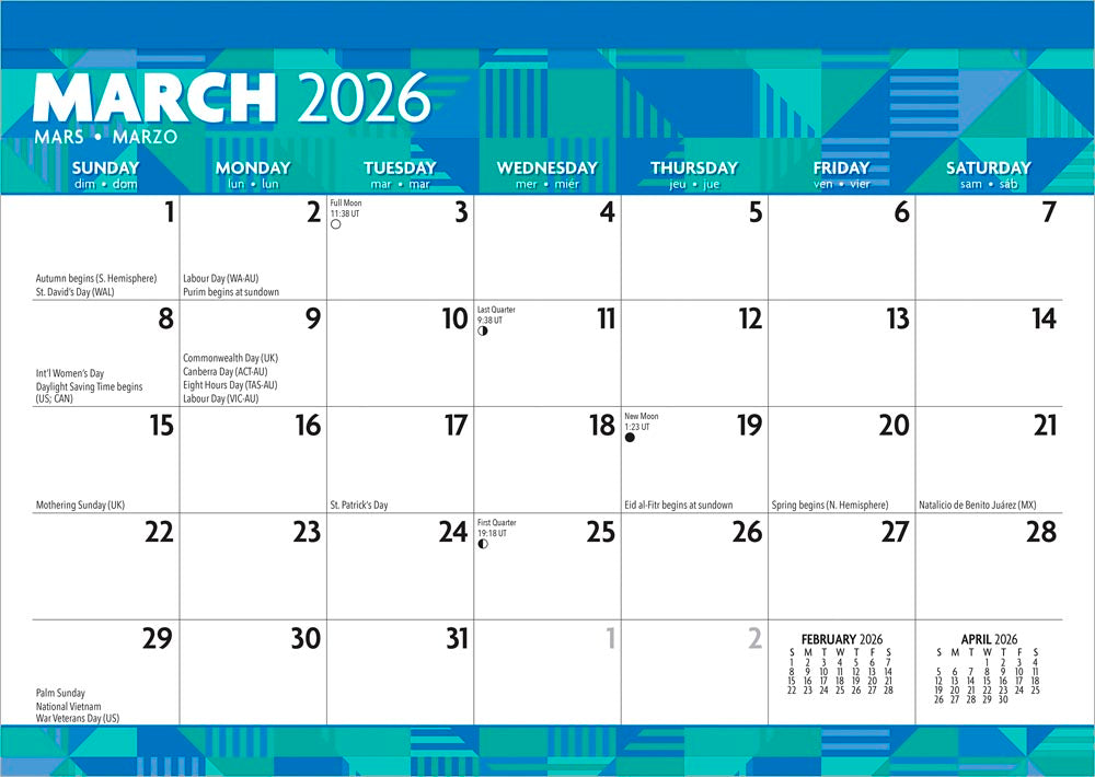 Large Print | 2026 17 x 12 Inch Monthly Desk Pad Calendar